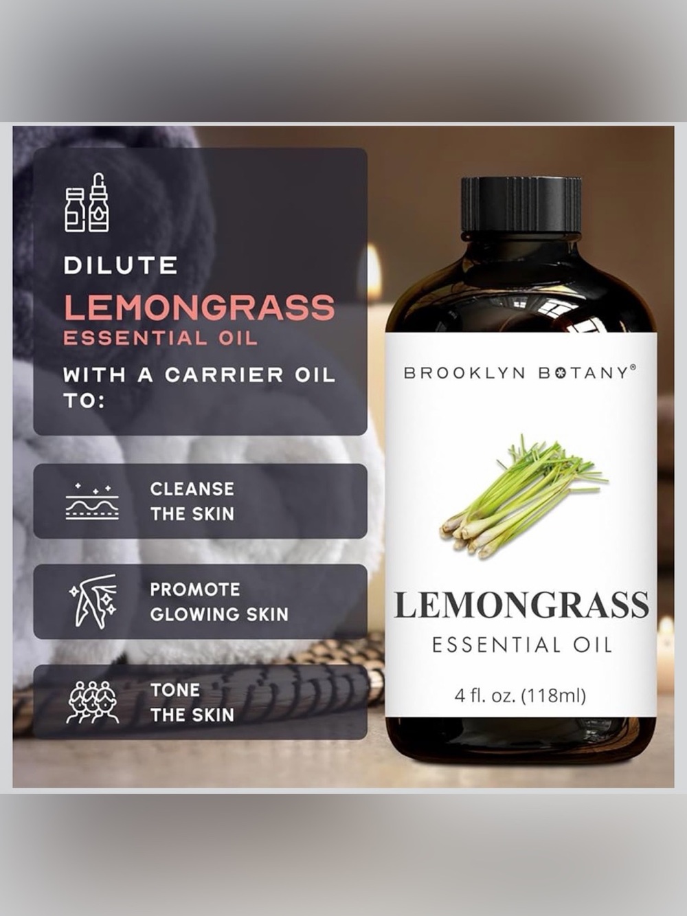 Brooklyn‎ Botany 100 Pure Lemongrass Essential Oil - 4 fl. oz. - Picture 4 of 6